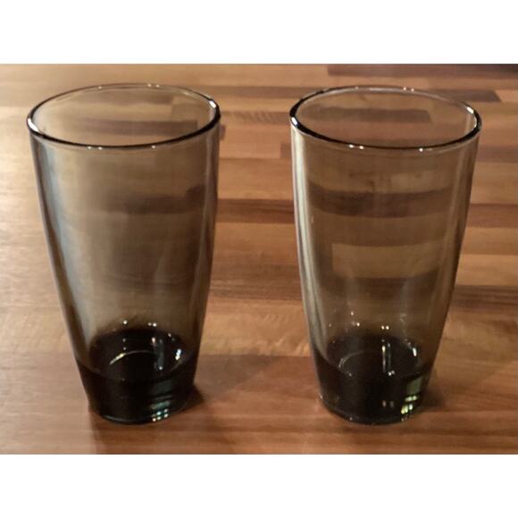 Set of 2 Vintage Libbey Classic Smoke 18 oz Glasses MCM Tumbler Drinkware - Picture 5 of 11